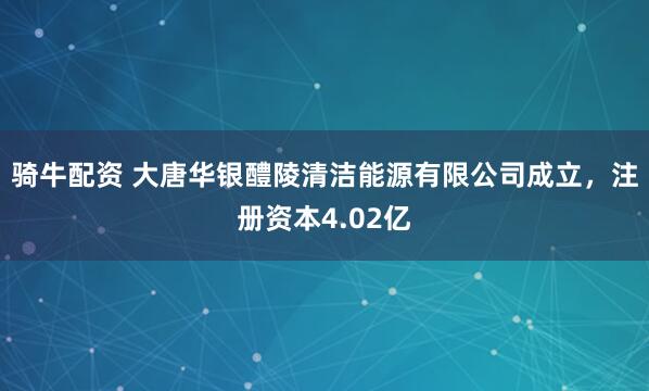 骑牛配资 大唐华银醴陵清洁能源有限公司成立，注册资本4.02亿